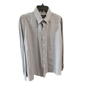 Brooks Brothers Men's Large L Madison Fit Preppy Oxford Blue Plaid Excellent!